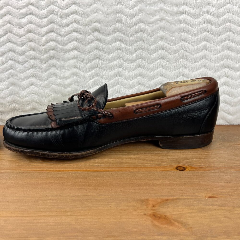 Allen Edmonds Woodstock Loafers Kiltie Braided Tassel Mens 11 B USA Slip On Blk - Picture 10 of 16